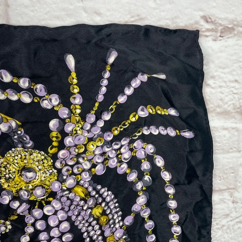 Oscar De La Renta Silk Pearl Jewels Scarf
